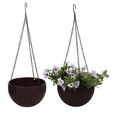 Max Plastic Flower Pot Hanging Basket Balcony Garden Plant Planter Chain Brown