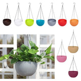 Max Plastic Flower Pot Hanging Basket Balcony Garden Plant Planter Chain Brown