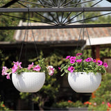 Max Plastic Flower Pot Hanging Basket Balcony Garden Plant Planter Chain White