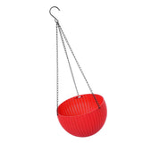 Max Plastic Flower Pot Hanging Basket Balcony Garden Plant Planter Chain Red