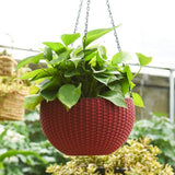 Max Plastic Flower Pot Hanging Basket Balcony Garden Plant Planter Chain Red