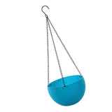 Max Plastic Flower Pot Hanging Basket Balcony Garden Plant Planter Chain Blue