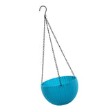 Max Plastic Flower Pot Hanging Basket Balcony Garden Plant Planter Chain Blue