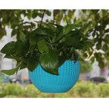 Max Plastic Flower Pot Hanging Basket Balcony Garden Plant Planter Chain Blue