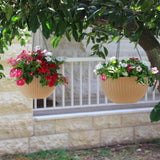 Max Plastic Flower Pot Hanging Basket Balcony Garden Plant Planter Chain Khaki