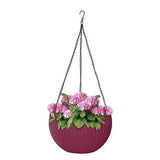 Max Plastic Flower Pot Hanging Basket Balcony Garden Plant Planter Chain Purple