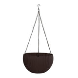 Max Plastic Hanging Flower Pot Planter Basket for Plant Holder+Chain Coffee- S