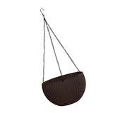 Max Plastic Hanging Flower Pot Planter Basket for Plant Holder+Chain Coffee- S