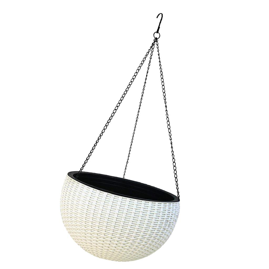 Max Plastic Hanging Flower Pot Planter Basket for Plant Holder+Chain White- S