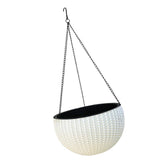 Max Plastic Hanging Flower Pot Planter Basket for Plant Holder+Chain White- L