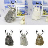 Max Realistic Artificial Rabbit Lifelike Easter Furry Animal Figurine Grey