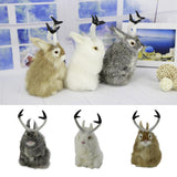Max Realistic Artificial Rabbit Lifelike Easter Furry Animal Figurine Grey