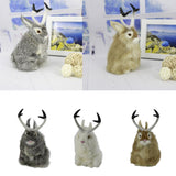 Max Realistic Artificial Rabbit Lifelike Easter Furry Animal Figurine Grey