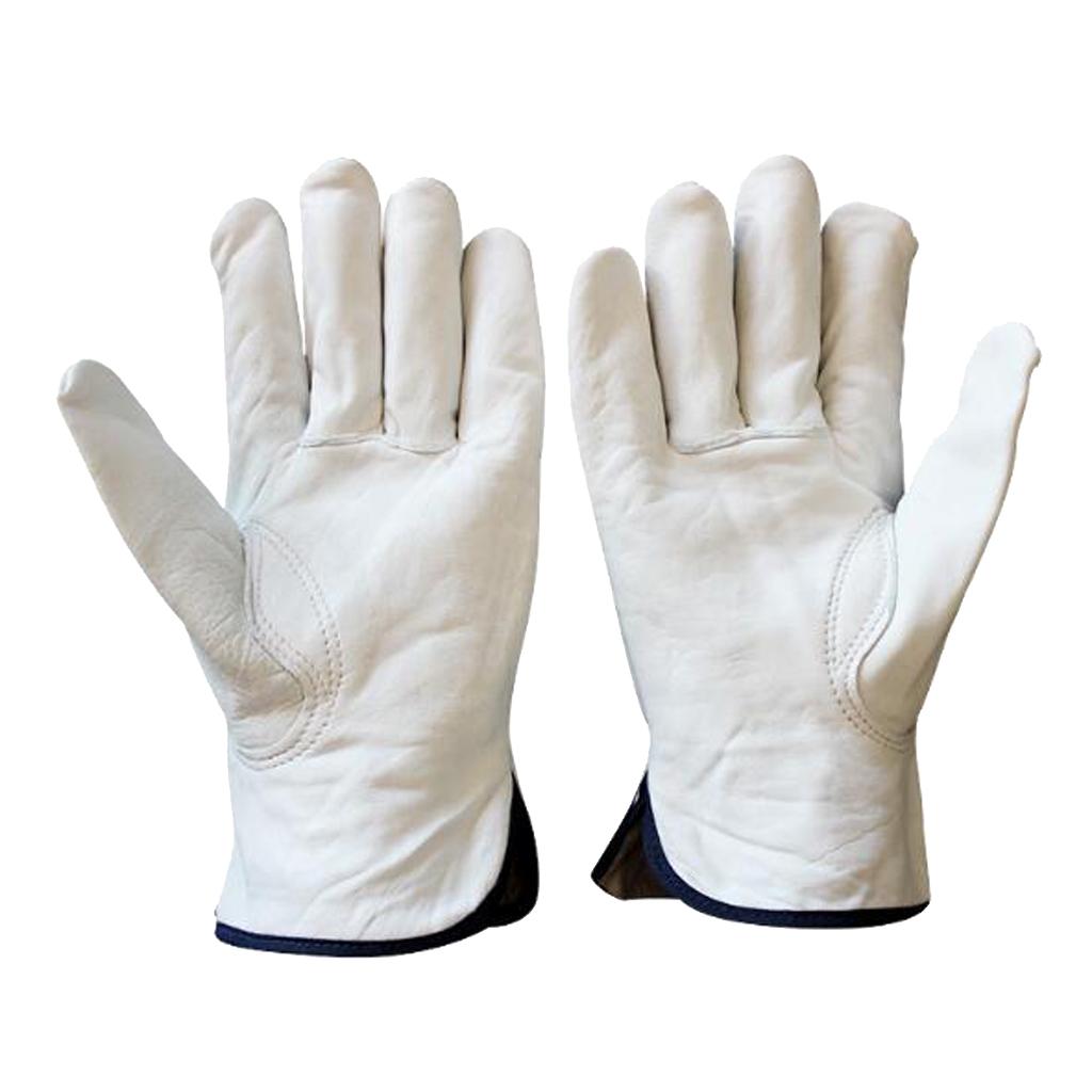 Max 1 Pair Breathable Leather Labour Gloves Protective Gloves L