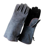 Max Pro Welding Gauntlets Protective Gloves Heat Resistant Leather Black Grey