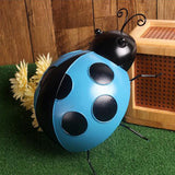 Max Mini Metal Ladybug Fence Hanger Wall Hanging Outdoor Garden Decor10cm Blue