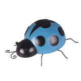 Max Mini Metal Ladybug Fence Hanger Wall Hanging Outdoor Garden Decor10cm Blue