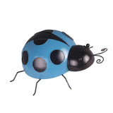Max Mini Metal Ladybug Fence Hanger Wall Hanging Outdoor Garden Decor10cm Blue