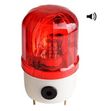 Max LED Warning Beacon Light Flashing Rotating Sound Alarm w/ Bolt Bottom AC110V