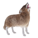 Max Plastic Animal Model Figurines for Kids Gift Home Decor Howling Wolf Brown