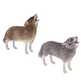 Max Plastic Animal Model Figurines for Kids Gift Home Decor Howling Wolf Brown