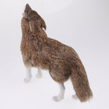 Max Plastic Animal Model Figurines for Kids Gift Home Decor Howling Wolf Brown