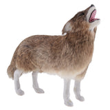 Max Plastic Animal Model Figurines for Kids Gift Home Decor Howling Wolf Brown