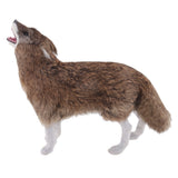 Max Plastic Animal Model Figurines for Kids Gift Home Decor Howling Wolf Brown