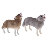 Max Plastic Animal Model Figurines for Kids Gift Home Decor Howling Wolf Brown