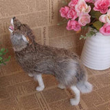 Max Plastic Animal Model Figurines for Kids Gift Home Decor Howling Wolf Brown