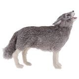 Max Plastic Animal Model Figurines for Kids Gift Home Decor Howling Wolf Grey