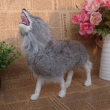 Max Plastic Animal Model Figurines for Kids Gift Home Decor Howling Wolf Grey