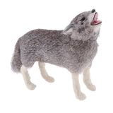 Max Plastic Animal Model Figurines for Kids Gift Home Decor Howling Wolf Grey