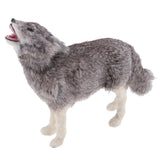 Max Plastic Animal Model Figurines for Kids Gift Home Decor Howling Wolf Grey