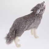 Max Plastic Animal Model Figurines for Kids Gift Home Decor Howling Wolf Grey
