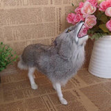 Max Plastic Animal Model Figurines for Kids Gift Home Decor Howling Wolf Grey