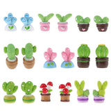 Max 2x Mini Artificial Plants Cute Resin Cactus with Special Can Pot Sapphire
