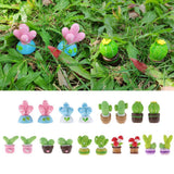 Max 2x Mini Artificial Plants Cute Resin Cactus with Special Can Pot Sapphire