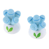 Max 2x Mini Artificial Plants Cute Resin Cactus with Special Can Pot Sapphire