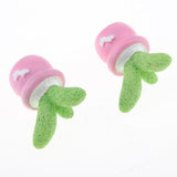 Max 2x Mini Artificial Plants Cute Resin Cactus with Special Can Pot Bud