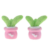 Max 2x Mini Artificial Plants Cute Resin Cactus with Special Can Pot Bud