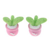 Max 2x Mini Artificial Plants Cute Resin Cactus with Special Can Pot Bud