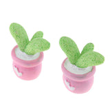 Max 2x Mini Artificial Plants Cute Resin Cactus with Special Can Pot Bud