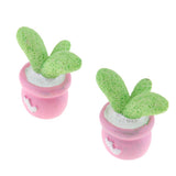 Max 2x Mini Artificial Plants Cute Resin Cactus with Special Can Pot Bud