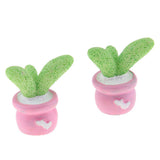 Max 2x Mini Artificial Plants Cute Resin Cactus with Special Can Pot Bud