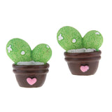 Max 2x Mini Artificial Plants Cute Resin Cactus with Special Can Pot Together
