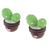 Max 2x Mini Artificial Plants Cute Resin Cactus with Special Can Pot Together