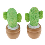 Max 2x Mini Artificial Plants Cute Resin Cactus with Special Can Pot Coffee Bean