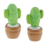 Max 2x Mini Artificial Plants Cute Resin Cactus with Special Can Pot Coffee Bean