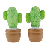 Max 2x Mini Artificial Plants Cute Resin Cactus with Special Can Pot Coffee Bean